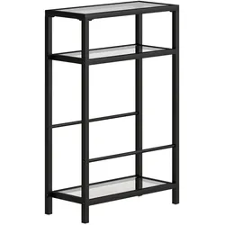 BEISTELLTISCH kleiner Couchtisch mit 3 Ebenen, Tischplatte aus Hartglas Schwarz