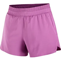 Salomon Damenlaufshort Shakeout Core 2in1 Shorts 4", 2in1 Laufshorts für Running mit Stretch-Innenhose und Reißverschlusstasche, iris orchid - schwarz / 34