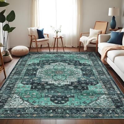 Garvee Oriental Medallion Washable Area Rug