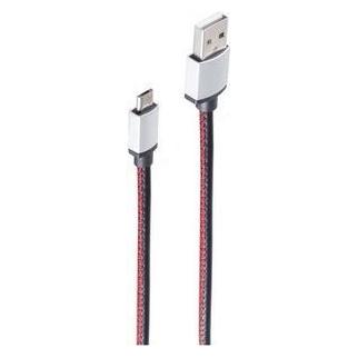 Shiverpeaks USB Ladekabel USB A-ST auf USB Micro B-ST Leder schwarz 0,9m (0.90 m, USB 2.0) (14-50096)
