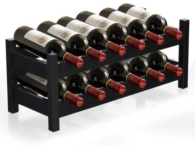 Costway 2-Tier 12 Bottles Bamboo Storage Shelf Wine Rack-Brown