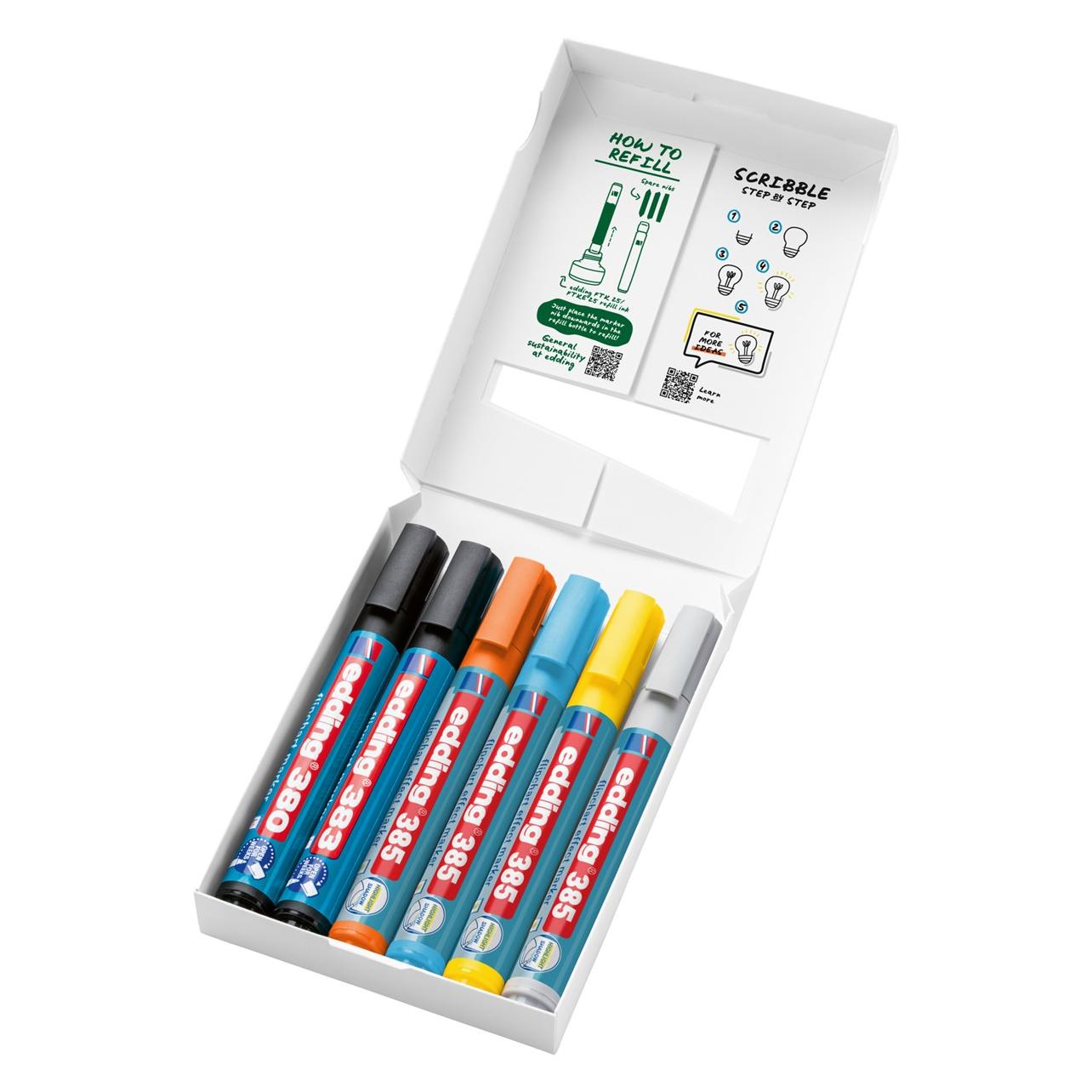 Edding 385/380/383 Flipchart-Marker farbsortiert 1,0 - 5,0 mm, 4 St. (4x) (4-385-380-383-4)