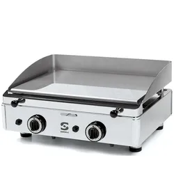 Gas Griddleplatte Frytop - SAMMIC SPC-601 Gas - Hartchrom - 2 Brenner - Plattenfläche 560 x 400 mm