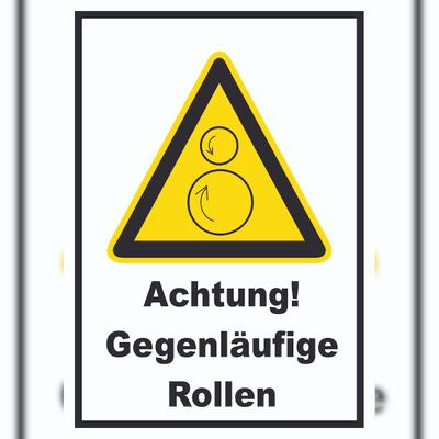 HB-Druck Achtung Gegenläufige Rollen A4 (210x297mm) Schild