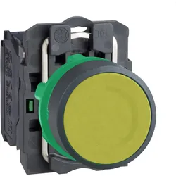 Schneider Electric XB5AA51 Drucktaster, Harmony XB5, Kunststoff, gelb, unbeschriftet, 22mm, tastend, 1S