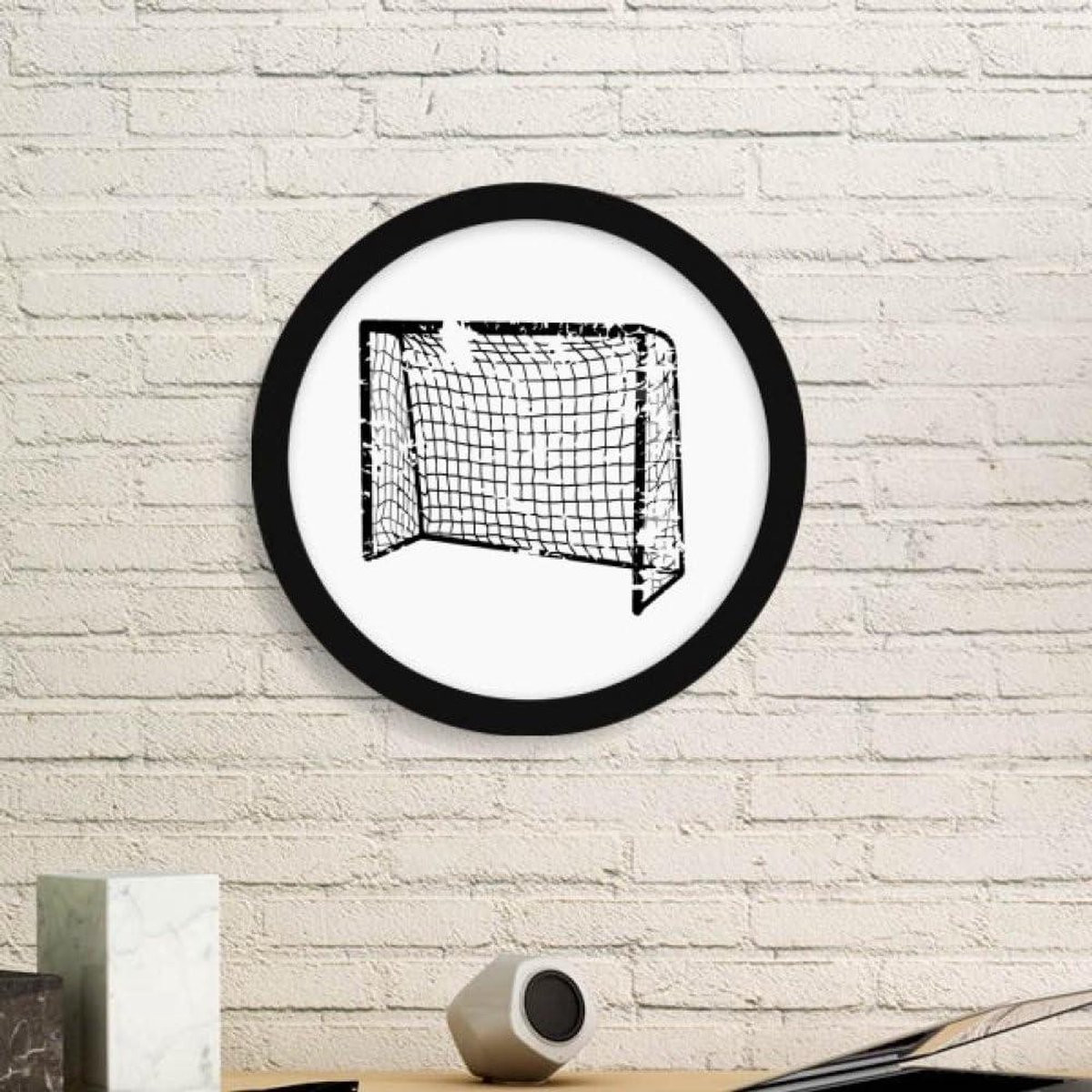 Houten Fotolijst met Voetbal Patroon - Ronde Muurdecoratie - Zwart