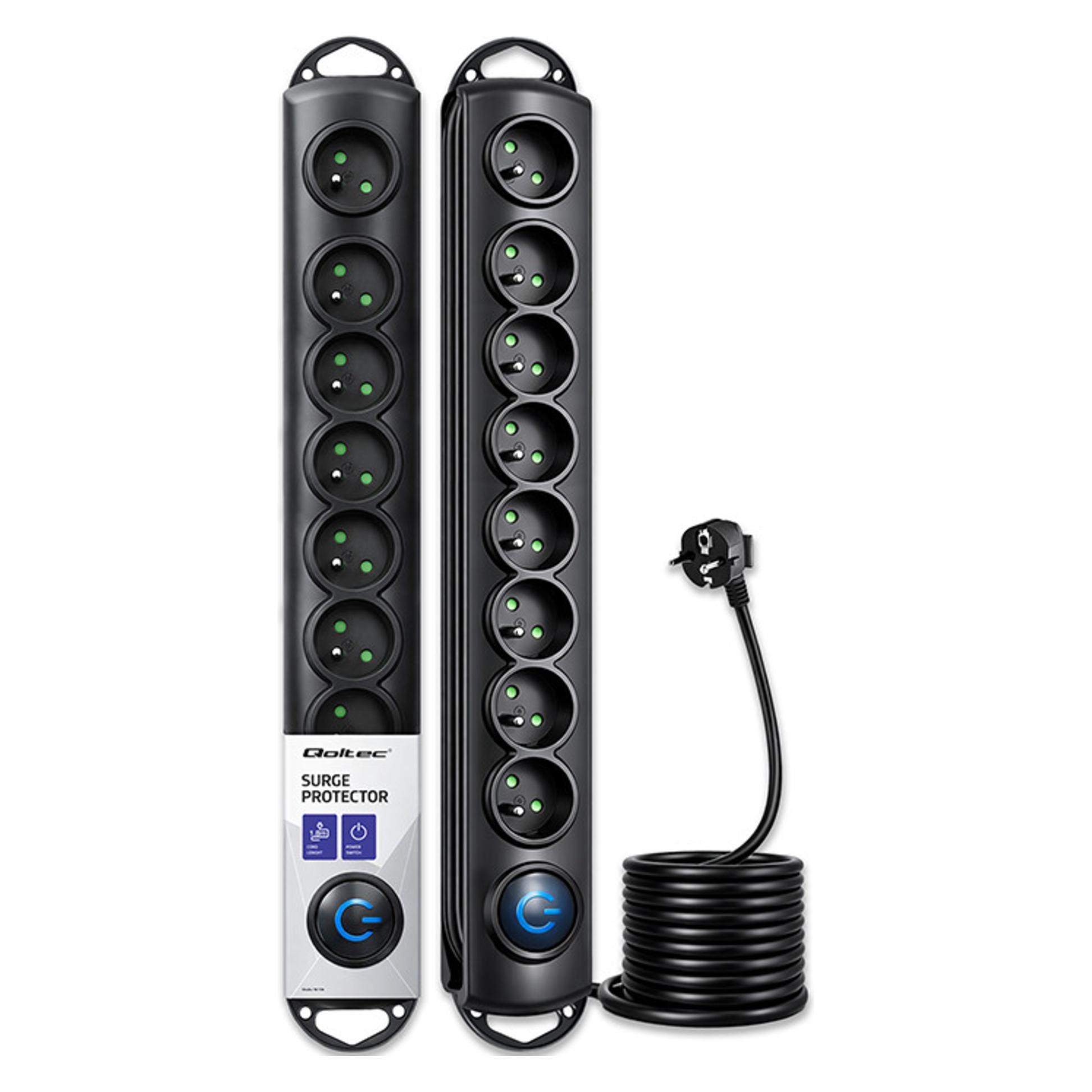 Qoltec 50113 Spannungsschutz 8 AC-Ausgänge (8x, CEE 7/5, 1.80 m) (50113)