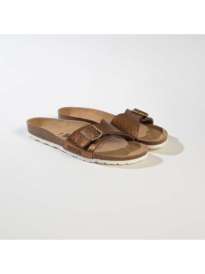 BACKSUN Pantoletten "Riva" in Bronze - 36