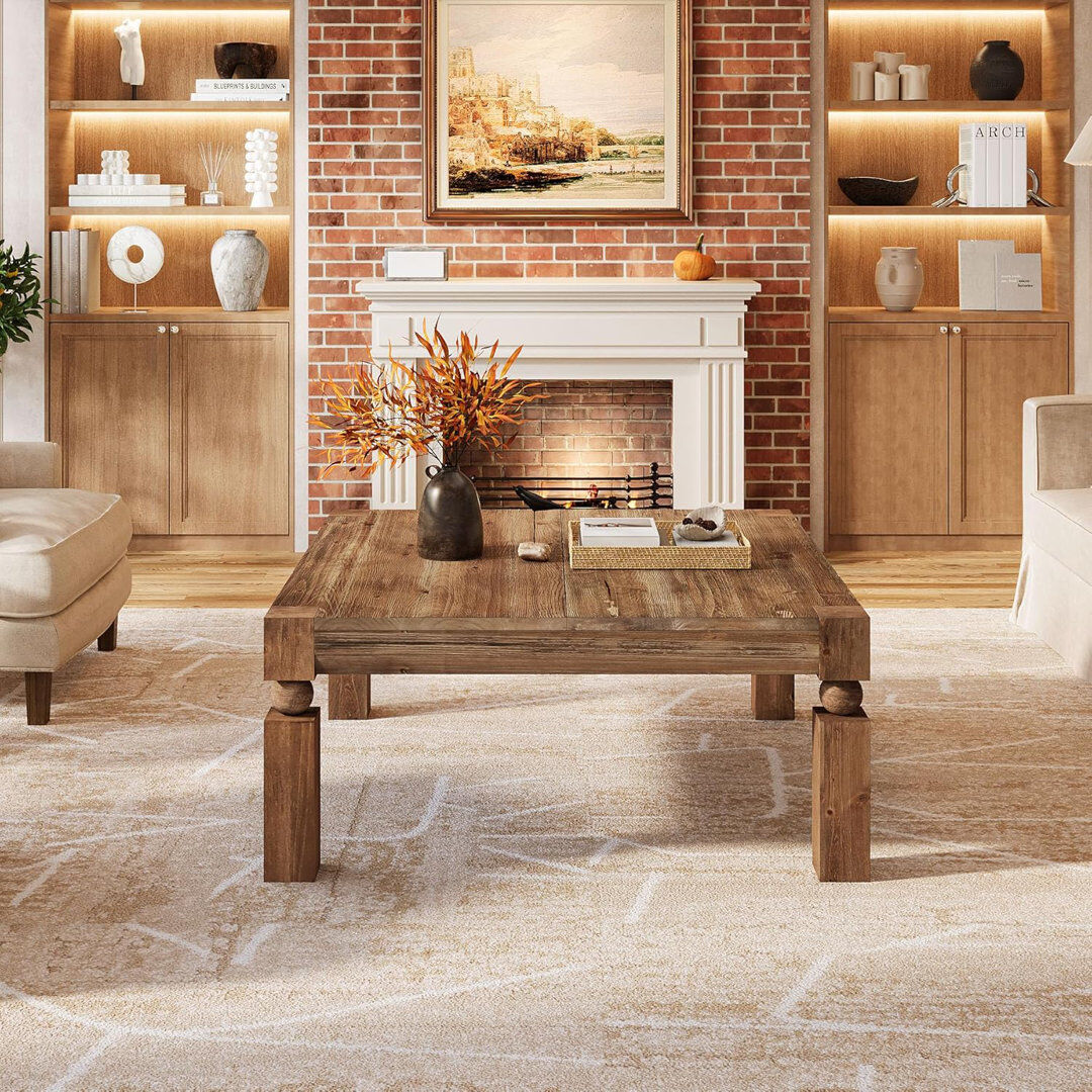 Lily Manor Solid Wood Coffee Table Brown 50cm H X 100cm W X 100cm D