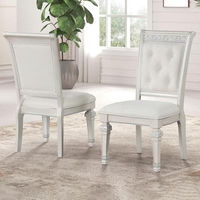 Esofastore Elegant Ivory Finish Side Chairs Set Tufted
