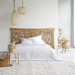 Kopfteil für Bett Bettkopfteil Doppelbett eckig 210 200 Teak Massiv Massivholz