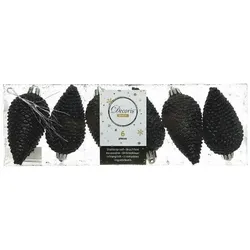 Kaemingk Christbaumschmuck Zapfen bruchfest Ø 4,5 cm H 8 cm 6 Stück schwarz