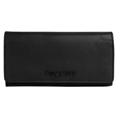 Geldbörse BUGATTI "BUGATTI Damen BELLA", Damen, schwarz, Leder, leicht glänzend, unifarben, Kleinlederwaren