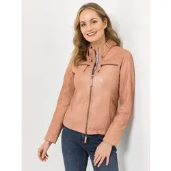 DINE 'N' DANCE Lederjacke Stehkragen Eingrifftaschen figurbetont