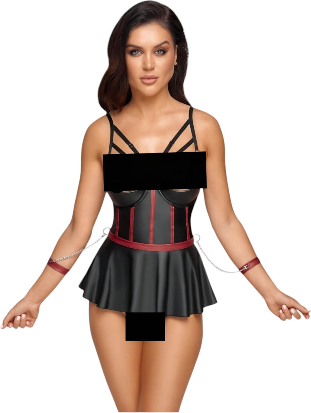 Cottelli Bondage - shiny set with arm cuffs (black)