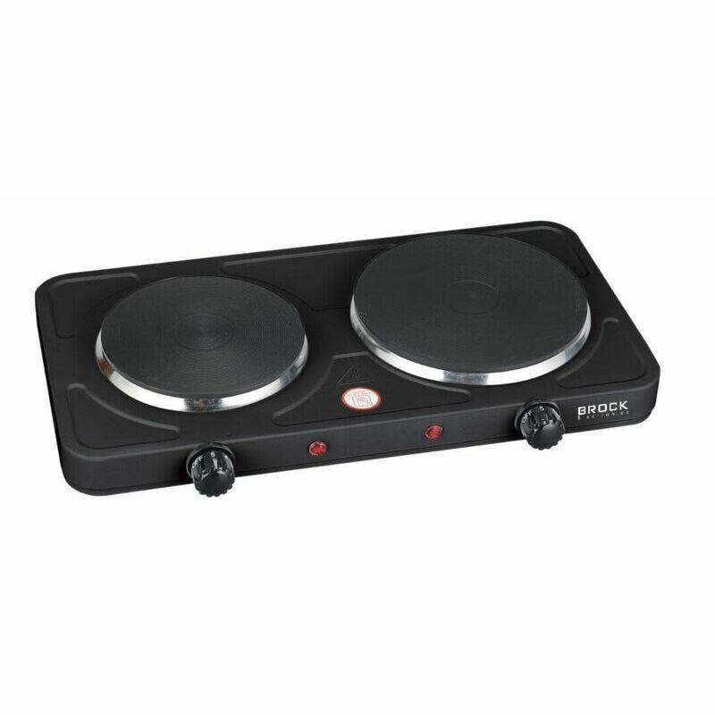 Brock Electronics EP 200 BK vrijstaand fornuis, zwart, met elektrische grill en draaiknoppen aan de voorzijde, Hoogte: 0,9 meter