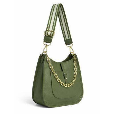 Schultertasche "München", Damen, Gr. B/H/T: 30cm x 30cm x 9cm onesize, grün (khaki), Leder, COLLEZIONE ALESSANDRO, Taschen Schultertasche, aus Rindsleder, Made in Italy