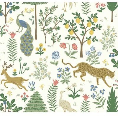 Rifle Paper Co.Menagerie White & Brown Wallpaper