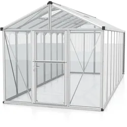 Vitavia Gewächshaus Zeus 15700 inkl. 3 Dachfenstern - 15,7 m2 -Alu-blank eloxiert-ESG 3 mm mit HKP-Dach 10 mm