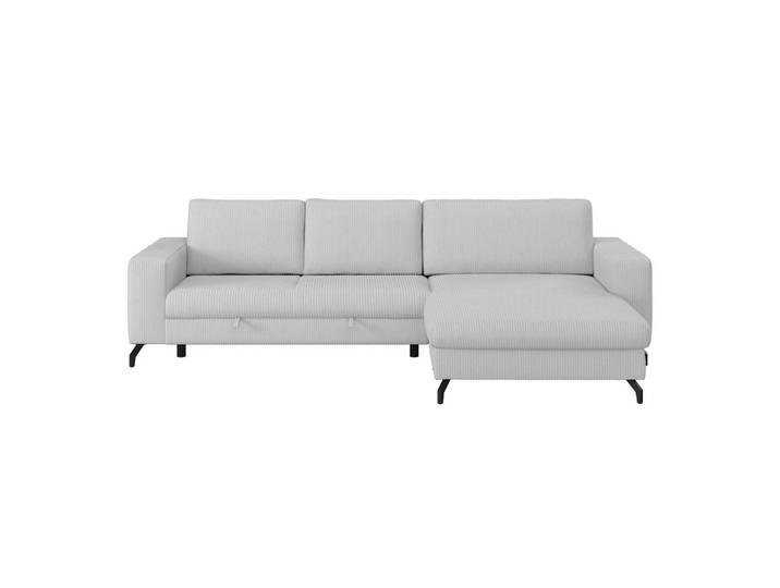 Ecksofa mit Schlaffunktion & Bettkasten Cloud Hellgrau Cord