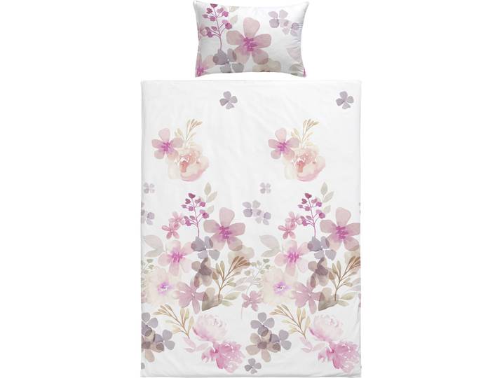 Bettgarnitur Girly Rose Baumwolle 160x210+65x100cm - Farbe: weiss/rosa - Material: 100% Baumwoll-Satin - Bettwäschegarnitur