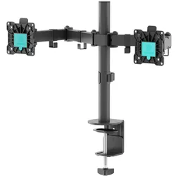 Tischhalterung für zwei Monitore 13"-32" max 8 kg, Neigbar-schwenkbar, mit Drehfunktion, schwarz D221E