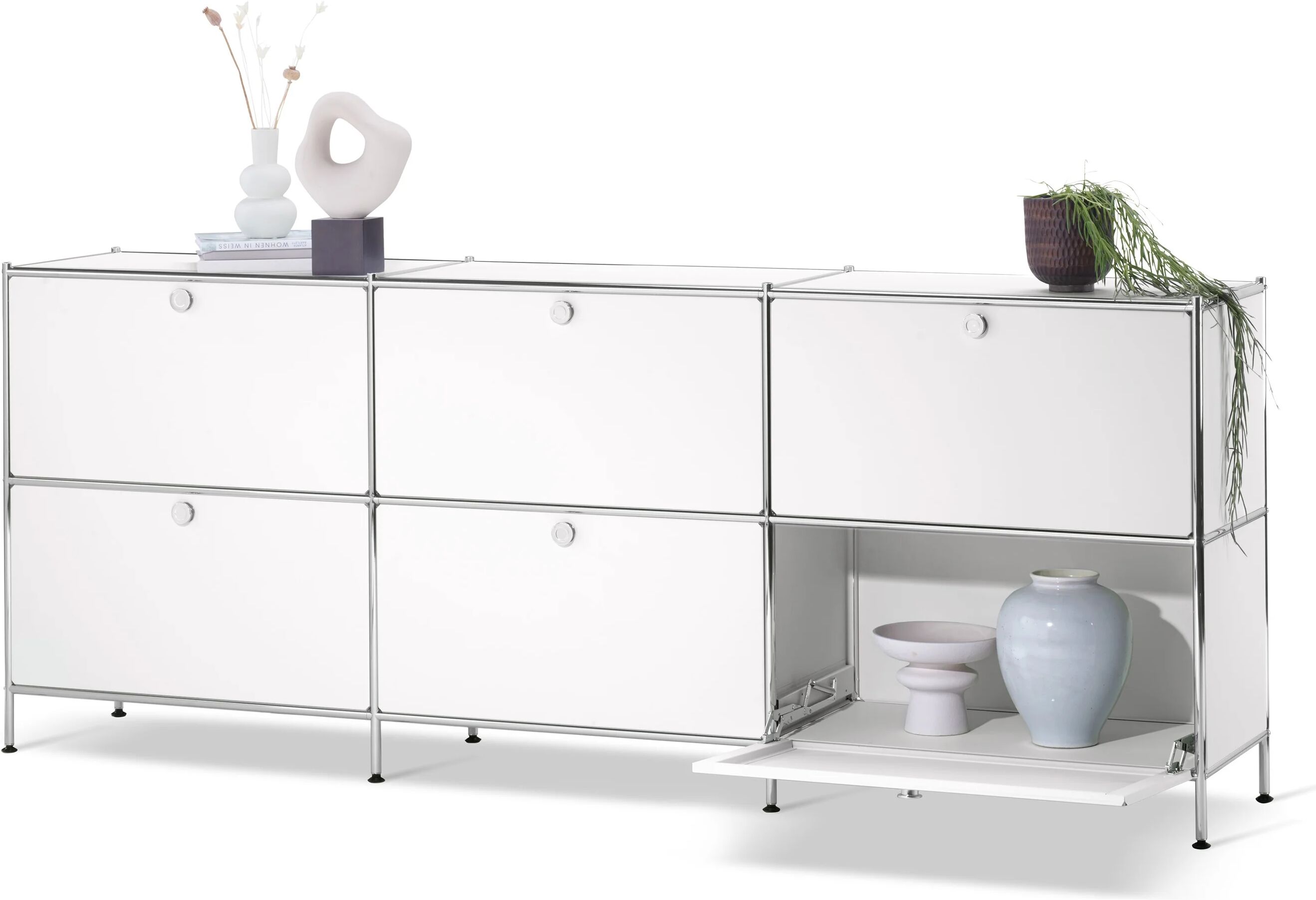 Tchibo - Sideboard »Cn3« mit 6 Klappen - 227x40x89,5cm - weiss -