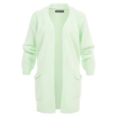 Cardigan CLOUD 5IVE "CLOUD 5IVE Long Open Cardigan with 2 Pockets", Damen, Gr. XS, light grün, 100% Polyacryl, unifarben, normal, ohne Ausschnitt, Strickjacken
