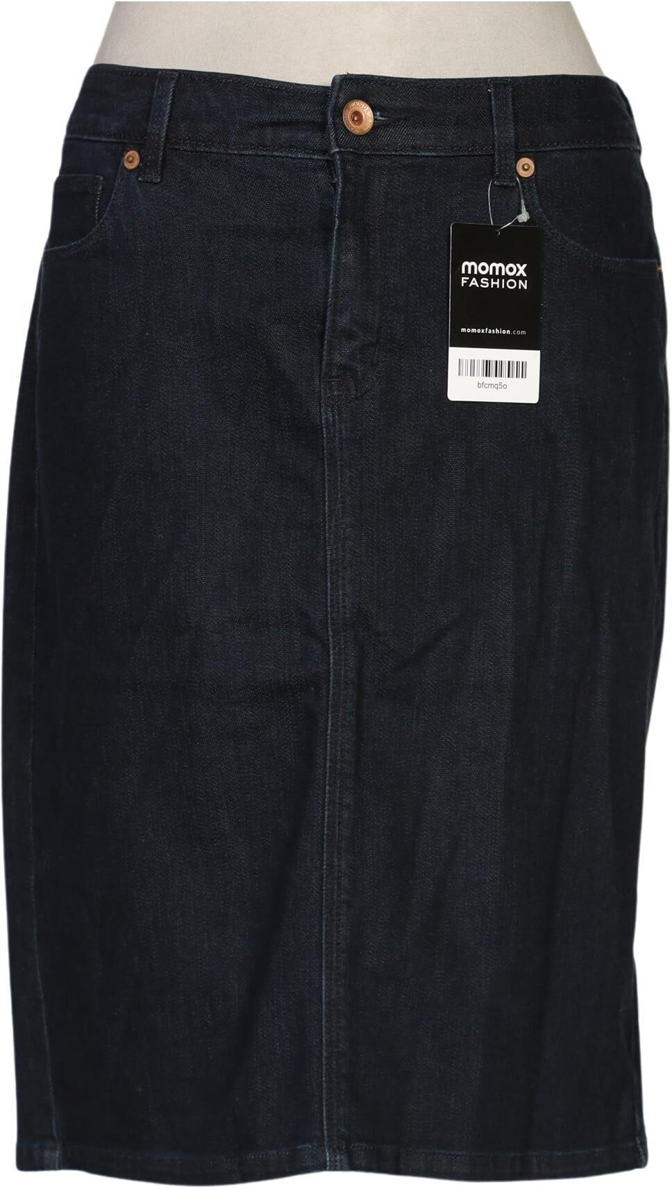 Lands End Damen Rock, Marineblau, Gr. EU 38, Baumwolle / Elasthan / Leder - Second Hand