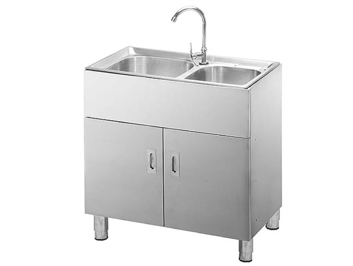 TRGCJGH Spülschrank Edelstahl Küchenspüle Unterschrank mit 2 Spülbecken Spülenunterschrank(76X41X80cm/29.9x16.1x31.4in)