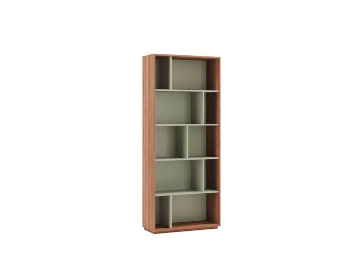 Bibliothèque en mélaminé noyer et vert 191x80x32 cm