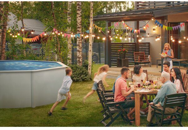 Swim & Fun Oval Pool 610 X 375 X 120 Cm, Hvid