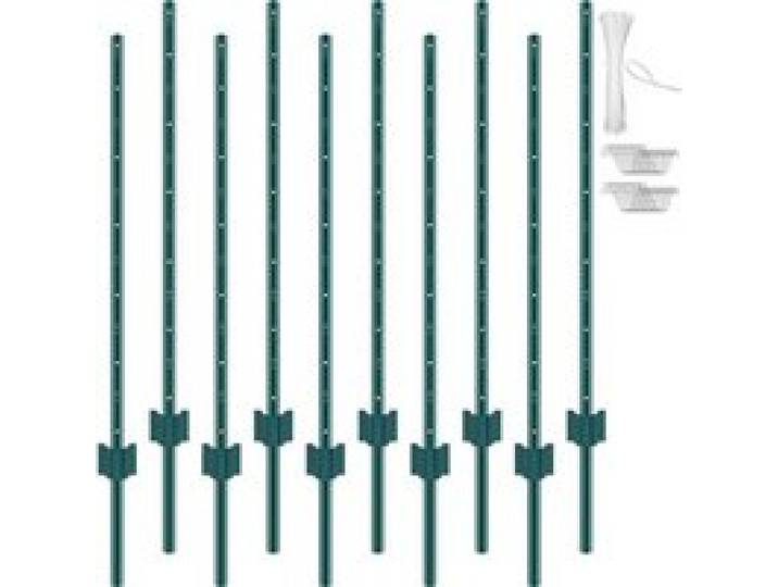 VEVOR 4 Fuß Zaunpfosten, 10er-Pack T-Pfosten Hochleistungs-Zaunpfosten aus Metall, stabile Zaunpfähle aus Stahl für Gartenhof, Rasen, Bauernhöfe und Maschendrahtzäune im Freien, grün
