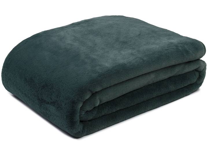 Wohndecke GÖZZE Merino, kuschelig und weich , grün (dunkelgrün), B:150cm L:200cm, Polyester, Wohndecken, Wohndecke, kuschelig weich