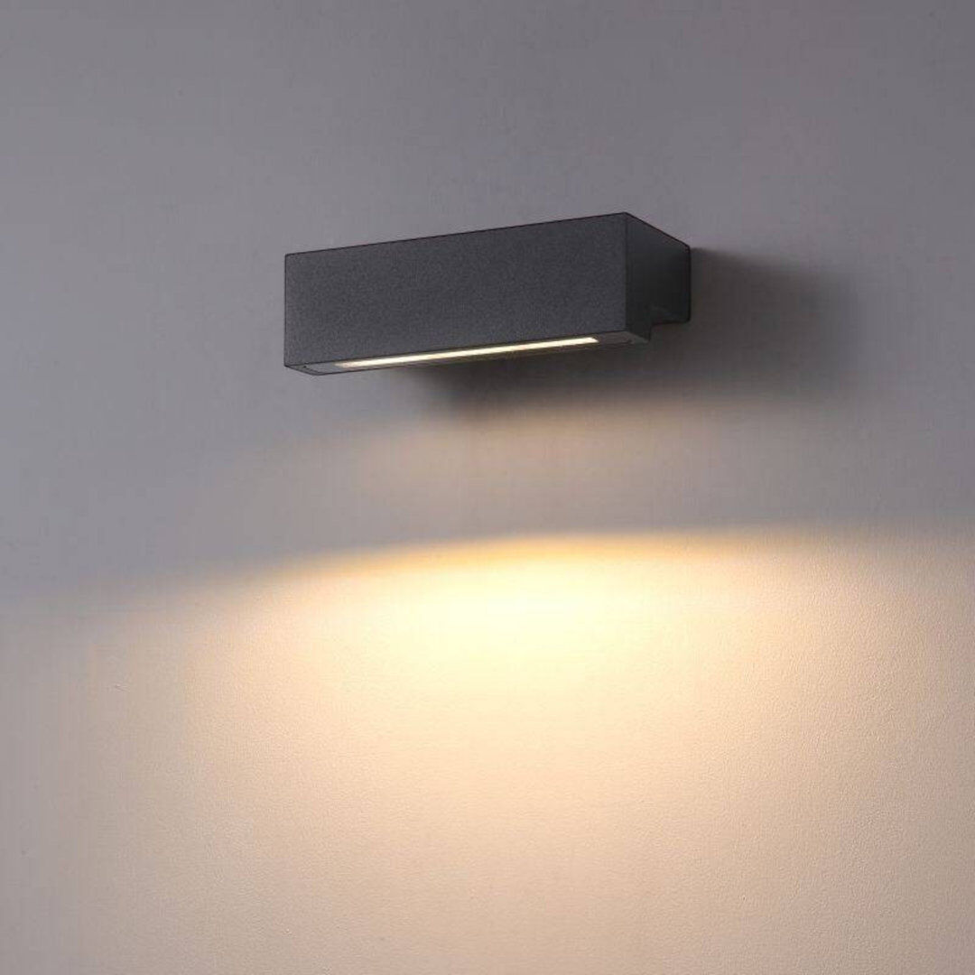 UltraBeam 9 Watt LED Black Outdoor Wall Down Light 900 Lumen - IP65 Waterproof Matte Black 6cm H X 20cm W X 8cm D