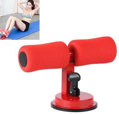 Everyday Crate Adjustable Sit Up Bar With Suction Cup For Home Core Workout Training Red