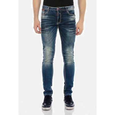 Straight-Jeans CIPO & BAXX "Cipo & Baxx Jeans", Herren, Gr. W32/L34, Länge 34, blau, Obermaterial: 99% Baumwolle CO. 1% Elasthan EL., uni, modern fit, Jeans Straight-Jeans, im Straight Fit-Schnitt, CD557