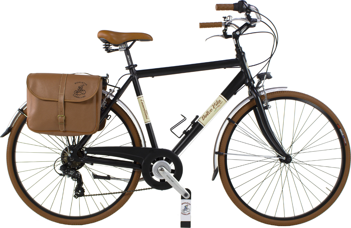 Dolce Vita by Canellini Fahrrad Citybike Mann Aluminium mit Tasche - Schwarz 58