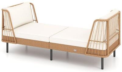 Costway Patio Wicker Daybed Outdoor Boho Rattan Loveseat Sofa with Seat and Back Cushions-White