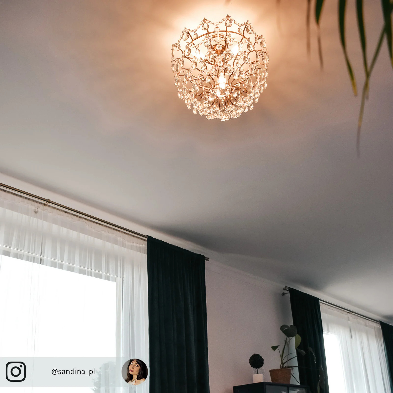 Markslöjd Rosendal plafondlamp goud/messing met kristal voor woonkamer en eetkamer