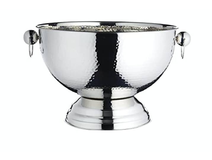 Barcraft Seau À Champagne En Acier Inoxydable Martelé\, Refroidisseur De Bière\, De Boissons Et De Vin\, 37 X 25 cm\, Étiqueté Cadeau\, Silver