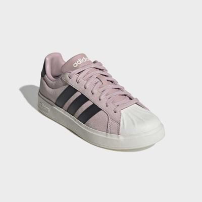 Sneaker ADIDAS SPORTSWEAR "STREETTALK", Damen, Gr. 42,5, rosa (dual lila, core schwarz, sanftes weiß), Leder, Schuhe Sneaker, inspiriert vom Design des adidas Superstar