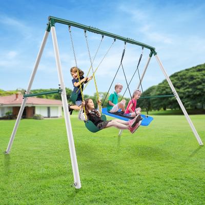 Klokick 7.3ft Tall 600lb Heavy Duty Swing Set with 1 Platform Swing, 2 Belt Swings,A Frame Metal Swing Set