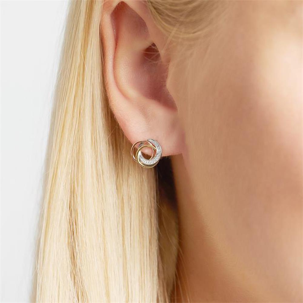 Unique Ohrstecker 585er Weißgold tricolor Diamanten tricolor