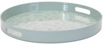 Melrose International "Round Mushroom and Floral Print Tray 13.5""D"