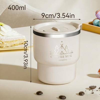 Multicon Wholesale Hub Double Layer Insulated Thermal Cup, Stainless Steel Office Milk Coffee Mug, Portable Sealed Tumbler For Studen beige