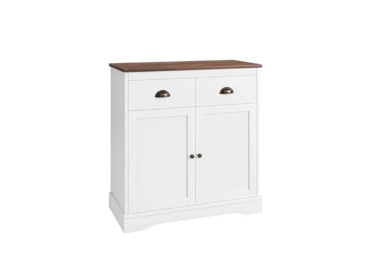 Buffet Moderne Buffet bahut avec 2 tiroirs et 2 portes Rangement Armoire de Cuisine 80x40x90 cm Blanc