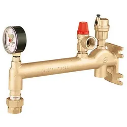 Caleffi Gefäßanschlussgruppe 336631 3/4"x3 bar, Messing, bis 50 kW, mit Klappventil