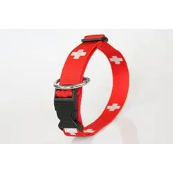 Hundehalsband SWISS | L | Schweizer Kreuz | Zugentlastung | 30 mm Breite | 37 cm bis 60 cm Umfang
