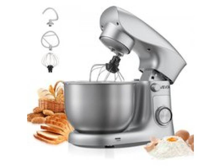 VEVOR Knetmaschine Küchenmaschine zum Backen, 1500 W Teigmaschine mit Edelstahlschüssel (4,2 L) & Knethaken & Rührbesen & Schneebesen, 10-Gang einstellbare kippbare Rührmaschine Standmixer